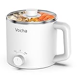 Vocha Elektrische Hot Pot Topf, 1.6L Kleiner Elektrischer Kochtopf, Tragbare Schneller Nudelkocher, Multikocher für Suppe/Ramen/Pasta/Haferflocken/Ei, 250W/600W