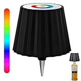 Kabellose Flaschenlampe, Flaschenlampen-Set für Likörflaschen, LED-Weinflaschen-Lichtschirm RGB dimmbar, schnurlose Tischlampe für Bar, Restaurant, Zuhause, Büro, Weihnachten (RGB Schwarz)