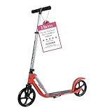 HUDORA BigWheel Pure Scooter I Stabiler Aluminium-Roller mit Ständer I Höhenverstellbarer & zusammenklappbarer Cityroller für bis zu 100kg I Tretroller für Jugendliche und Erwachsene | red