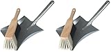 Toolland Kehrgarnitur mit Aufhängeöse, Kehrblech und Handfeger, Metallschaufel 21 x 40 cm, Holz-Handfeger mit weichen Borsten 6 cm, Bodenreinigung, Werkstattzubehör, Reinigungshelfer, 432 g