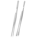 HALO FORGE Feinpinzetten-Set für die Küche, 30,5 cm, Edelstahl, professionell, extra lang, Kochtpinzette für Grill, Bar, Fleisch (Silber), 2 Stück