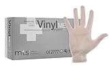 MTS Safety & Protection Einweghandschuhe M - 100 Stück/Box Vinylhandschuhe Transparenz - Einmalhandschuhe Puderfreie Handschuhe Diagnose Vinyl Handschuhe Einweg Gloves (M, 100 Stück)