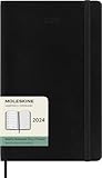 Moleskine Wochenplaner mit Platz für Notizen, 12 Monate 2024, Agenda 2024, Large 13x21, Softcover mit Gummizugverschluss, Farbe Schwarz