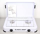 Gazcamp Gaskocher Campingkocher 2,4 kW 50 mBar 2 flammig Weiß mit Deckel 1/4' Linksgewinde-Anschluss Kocher Herd Camping Outdoor Grodenberg