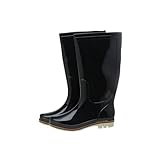 Regenstiefel Stiefel Damen Frauen und Herren hoher Kalb Voller wasserdichter Schnee Regen Knöchel im Freien Schlammschlupfschuhe klassisch und langlebig U-140 Black 38