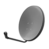 ARLI Sat Antenne 60 cm Stahl Dunkelgrau/Anthrazit HD UHD Digital Satellitenschüssel Offset grau Spiegel Anlage Schüssel inkl. LNB Halterung & Befestigung