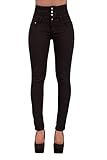 Glook Skinny Jeans Damen High Waist Stretch Hose Damen | Slim Fit Jeans Damen mit hohem Bund und Po-Pushup Effekt | Damen Jeans Stretch Hose (40, Schwarz)