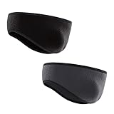 Ohrwärmer für Männer & Frauen, Ohrenschützer, Laufstirnband Winter, Unisex Damen Herren Winter Warme Fleece Stirnbänder Haarband Ohrschützer, Fleece Unisex Winter warme Ohrenschützer, Schwarz+Grau