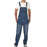 KUIH Mode Herren Jeans, Latzhose Slim Fit Lang Hose Denim Jumpsuit Vintage Overall Workwear Männer Cargohose Jogginghose Trainingshose Freizeithose Loose mit Löcher für Männer