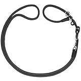 HUNTER Retriever-Hundeführleine FREESTYLE, Farbe: schwarz, stufenlos verstellbar, integrierte Halsung, robustes, wetterfestes Polyamid-Tau, pflegeleicht, mit Lederkappen, griffig, Größe: 10/260