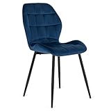 MEBEL ELITE - Esszimmer Stuhl in Velourstoff - Essstühle Marineblau 86 x 47 x 58 [cm] - Weicher Polsterstuhl Esszimmer - Gesteppter Wohnzimmer Stuhl - Stabile Essstühle, leicht zu reinigen