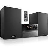 Philips Mikro-Musiksystem TAM4505 60W Bluetooth-Stereoanlage mit CD, MP3-CD, FM-Radio, USB-Wiedergabe, Bassreflex-Lautsprecher, klassisches Design und Audio-In für Zuhause