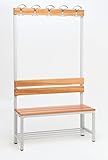 Szagato Garderobenbank mit Haken 1-seitig mit Schuhrost HxBxT 170x100x30 cm Marke Umkleidebank Umkleide Sitzbank Garderobe mit Sitzbank Bank für Garderobe Garderobe Kindergarderobe mit Sitzbank