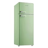 SCHOEPF – RKG218SG Kühl-Gefrierkombination – 211 L – Retro Design – LED-Beleuchtung – 39 dB – Grün/Mint – Höhenverstellbare Füße – Freistehend – Vintage Look
