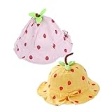 WOFASHPURET 2 Stück Sonnenschutzhut Sonnenhut Kleinkind Sonnenhüte Neugeborene Hüte Für Babymädchen Sonnenhut Jungen Sonnenhüte Erdbeer Bucket Hat Neugeborenenmütze Polyester