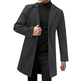 Wintermantel Herren Lang Schwarz - Mantel Herren Slim Fit Outdoorjacke Bequeme Jacke Wildleder Thermojacke Warm Jacken Kälte Jacket Winddicht Lässig Lederjacke Casual Winterjacke Leicht Sweatjacke