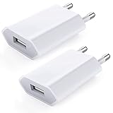 USB Ladegerät 2-Pack USB Netzteil Ladestecker 5V-1A Universal Stecker Adapter Steckdose Stromadapter Netzstecker Ladestecker kompatibel für iPhone 12/13/11/X/8/7, Samsung Galaxy, Huawei, Handy - Weiß