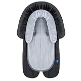 INFANZIA 2-in-1 Baby Sitzverkleinerer Universal für alle Kinderwagen Buggy, Neugeborenen Einsatz, Kopfstütze für Babyschale und Autositze, Ideal für alle Jahreszeiten, 51x30cm, Schwarz