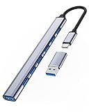 USB C Hub 3.0 Adapter 7 Port, Ultra Thin Mini USB Verteiler USB( 3.0*1＋2.0*6) Tragbarer Aluminium USB Datenhub mit USB C auf A Adapter für MacBook Pro/Air, USB Flash-Laufwerk, Tastatur, Maus und mehr