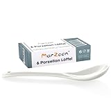 Marzoon Porzellan Löffel 6 Stück, Eierlöffel Porzellan in Weiß, Diplöffel Set für Eier, Dips, Kaffee, Tee und Desserts