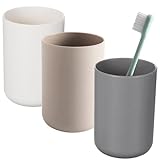 Gentpovth 3 Stück 300ML Zahnputzbecher, Toothbrush Holder für Zahnbürste und Zahnpasta, einfacher Stil, gefrosteter Oberfläche, Zahnbürstenhalter mit aus hochwertigem Kunststoff,Accessoire Organizer