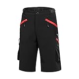 Fahrradhose,Fahrradhose Herren Herren Outdoor-Sport-Radhose, Downhill-MTB-Taschen-Shorts, Mountainbike-Shorts, Wandern, Angeln, wasserabweisend (Color : Black, Size : L)