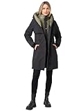 Navahoo Winterjacke Damen Designer Winter Jacke lang Mantel mit hohem Kragen B970 [B970-Snowel-Schwarz-Gr.S]