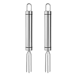 2 Stück Pellkartoffelgabel, Kartoffelgabel aus Edelstahl, Pellkartoffel-Gabel mit 3 Zinken, Edelstahl poliert Kartoffelgabel, Maiskolbenhalter, Maiskolben Spieße, Wiederverwendbar
