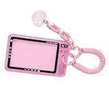 Hkfgdjdl Fotokartenhalter mit Anhänger und einziehbarer Federspule, Schlüsselanhänger, wasserabweisend, Kartenhalter für 1–2 Karten