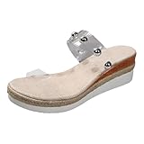 Générique Damenschuhe, Sommer, Sandalen, Strandschuhe, lässig, Sandalen, Damen, flach, Mode, Bohème, Keilabsatz, orthopädisch, Sommer, Silber B, 41 EU