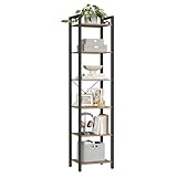 VASAGLE Regal, Bücherregal, Standregal, DVD-Regal, mit 6 Ebenen, Büroregal, offene Ablagen, für Büro, Wohnzimmer, Schlafzimmer, Küche, 30 x 40 x 186 cm, weizenbraun-tintenschwarz LLS101B48