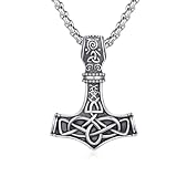 REDSUN Wikinger Thors Hammer Halskette 925 Sterling Silber Thors Hammer Anhänger mit Keltischer Knot Nordischer Wikinger Schmuck Amulett Schmuck für Männer Herren