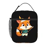 YYHWHJDE Tragbare isolierte Lunchtasche, Motiv: kleiner Fuchs auf Abenteuer, wiederverwendbar, langlebig, für Damen und Herren, leicht zu tragen