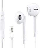 Für 3,5 mm In-Ear Kopfhörer [Apple MFi Zertifiziert] mit Kabel mit Mikrofon und Lautstärkeregelung für Ohrstöpsel und Premium HiFi Sound, ideal für iPhone, Galaxy, Sony, Huawei, MP3 Player weiß