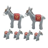 MAGICLULU 6 Stück Mikro-Ornamente Tiere Figuren outdoordeko Puppenhaus Dekoration Tierfiguren für Pflanzen Weihnachtsknotzufel Mini-Eselfiguren Mini-Harzdekore winzige Tierfiguren Dark Grey