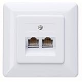 Kopp UAE-Anschlussdose, Komplett Gerät, Unterputz, Universal-Anschluss-Einheit für Telefon- und Datentechnik, ISDN, RJ45, 8 Pole belegbar, 2 getrennte Anschlüsse, 33369610 Arktis-weiß