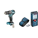 Makita DHP487Z Akku-Schlagbohrschrauber 18V (ohne Akku & Bosch Professional Laser Entfernungsmesser GLM 40 (Flächen-/Volumenberechnung, max. Messbereich: 40 m, 2x 1,5-V Batterien, Schutztasche)