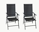 Chillroi® Klappsessel Aluminium 2er Set 7-Fach verstellbar witterungsbeständig Gartenstuhl