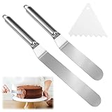 Winkelpalette Torte Set, 2 Stück Tortenmesser Edelstahl und 1 Dreieckiger Plastik Kuchenspachtel, Streichpalette für Torten, Winkelpalette Klein, Tortenpalette zum Verteilen und Dekorieren von Torten