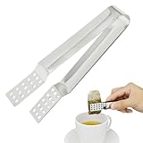 NOPKESV 1 Stück Teebeutelzange Edelstahl,Praktische Teesieb Teezange für Teebeutel & losen Tee,Teebeutelablage & Quetscher,Küchenzange aus Edelstahl