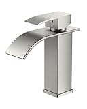 FORIOUS Wasserhahn Bad,Wasserfall Waschtischarmatur Einhandmischer Armatur Waschbecken mit Auslauf Höhe 110 MM,Wassersparend, Energiesparend,Brushed Nickel