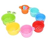 7-teiliges Caterpillar Baby-Stapelbecher-Set – Mehrfarbiges Caterpillar-Badezeit-Stapelbecher-Set – Frühes Lernspielzeug – Caterpillar-Stapelbecher – Badespielzeug für Babys und