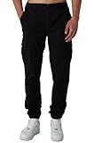 Smith & Solo Cargohose Herren – Chino Hose Cargo Hosen Stretch, Arbeitshosen Baggy Baumwolle, Activewear für Herren mit Taschen Kordelzug (Schwarz, XL)