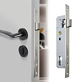 WestCH Rohrrahmenschloss Edelstahl, Einsteckschloss Gartentor 85mm Entfernung und 25mm Dornmaß, Robustes Türschloss Innentür für Links/Rechts