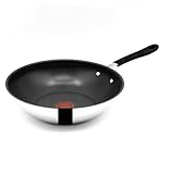 Tefal Jamie Oliver Wok 28 cm Induktion, Wokpfanne Edelstahl groß, Antihaft Beschichtet, Hoher Rand, Backofenfest, Genieteter Griff, E30