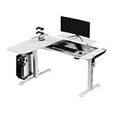 ULTRADESK Winger RGB LED | Gaming Schreibtisch Gaming Tisch L Form | L-förmiger Ecktisch Eckschreibtisch | Höhenverstellbarer Computertisch elektrisch | Weiß | 155x111x60 cm Links