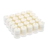 Candelo 50er Set Kerzen Teelichte - Vorratspack Teelichter in Creme Weiß - ohne Duft - 8 Std Brenndauer - Kunststoff Hülle – 3,8 x 2,5cm je Teelicht