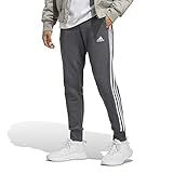 Adidas, Essentials French Terry Tapered Cuff 3-Stripes, Jogginghose, Dunkelgraue Heather/Weiß, L, Mann