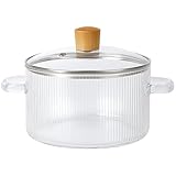 1,65 L Klarglas-Simmertopf, Doppelgriff, Herdplattensicher, mit Deckel, für Milch, Suppen und mehr, Borosilikatglas