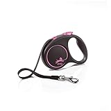 flexi® Black Design S Gurt 5 m schwarz/pink, Roll-Leine für Hunde bis 15 kg